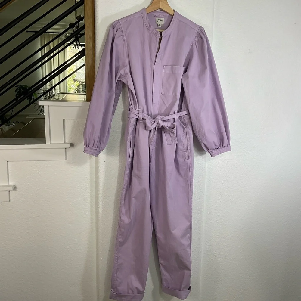 J. Crew Lilac Long-Sleeve Utility Jumpsuit